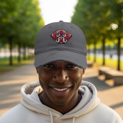 Cool Dog Wearing Sunglasses Embroidered Grey Cap product