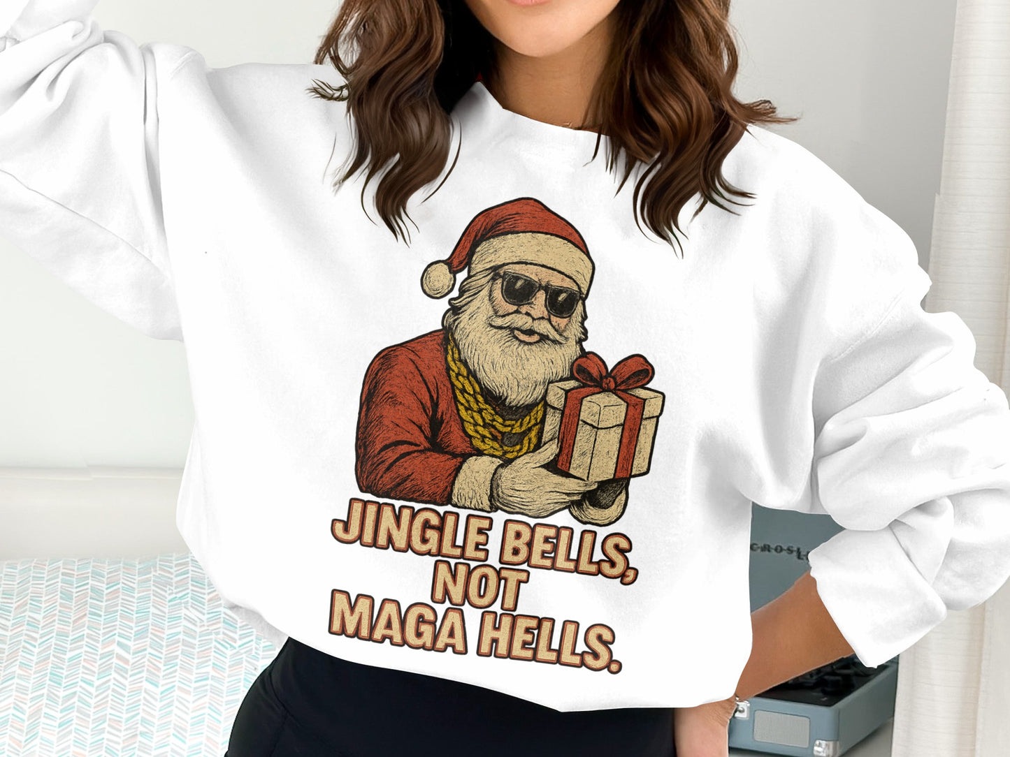 Jingle Bells Not Maga Hells Festive Sweatshirt