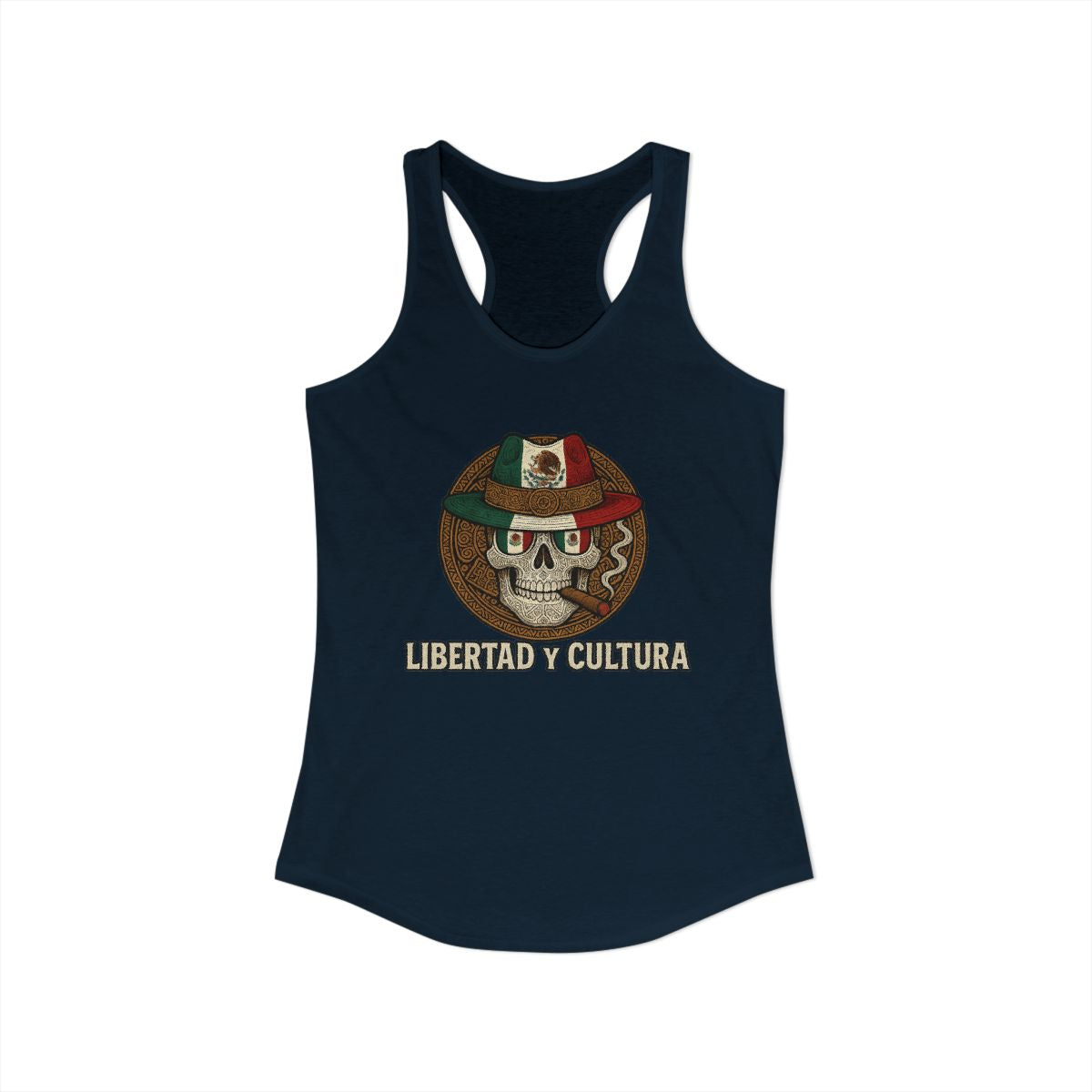 Libertad Y Cultura Skull Design Racerback Tank Top