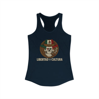 Libertad Y Cultura Skull Design Racerback Tank Top