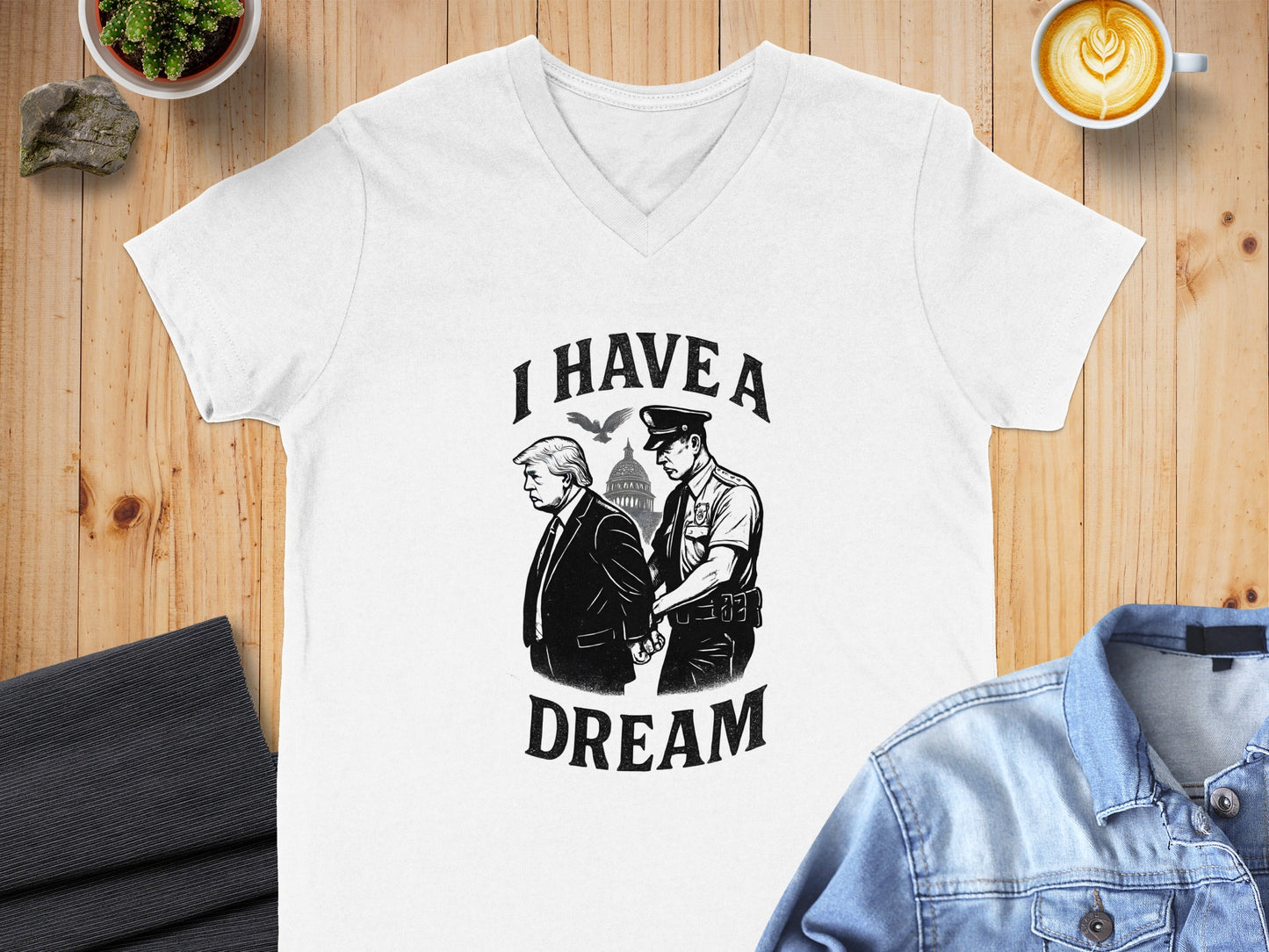 I Have A Dream Graphic Printed V Neck T Shirt product