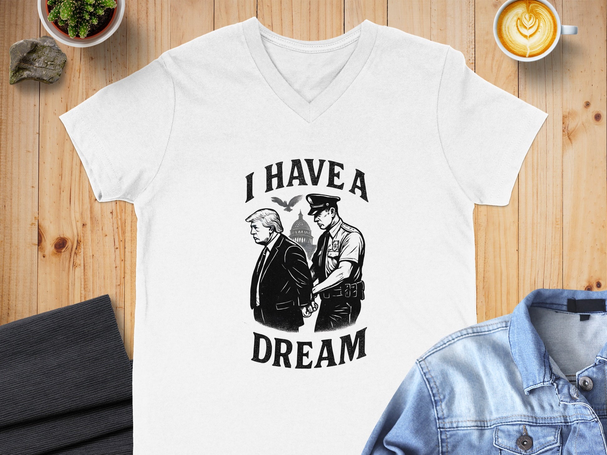 I Have A Dream Graphic Printed V Neck T Shirt product
