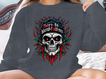 Born to Blend Cultures Skull Artistic Sweatshirt product