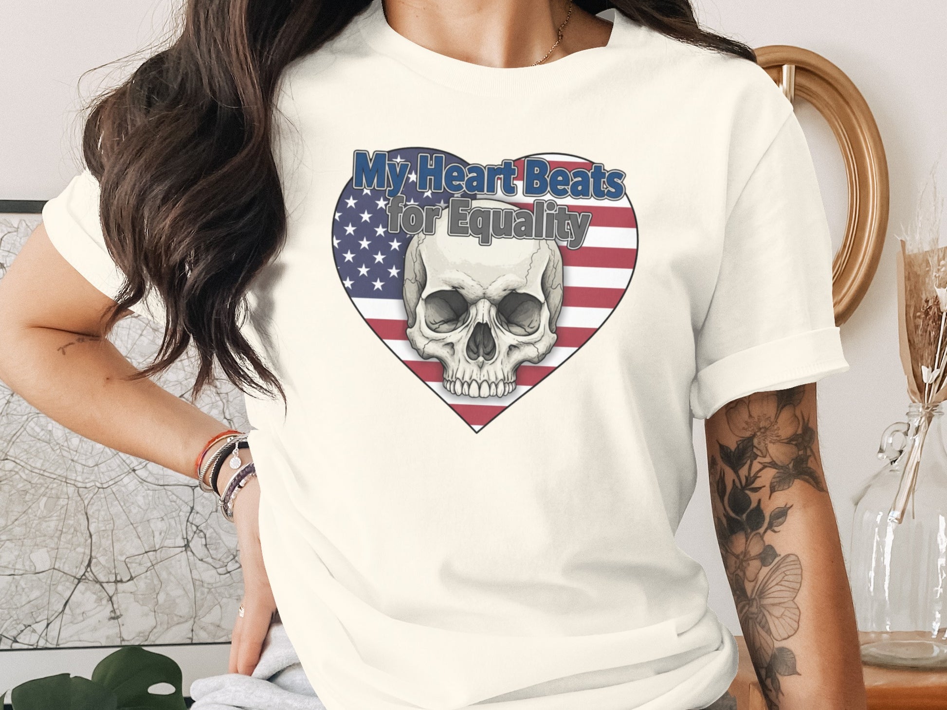 My Heart Beats for Equality Skull Heart T-shirt