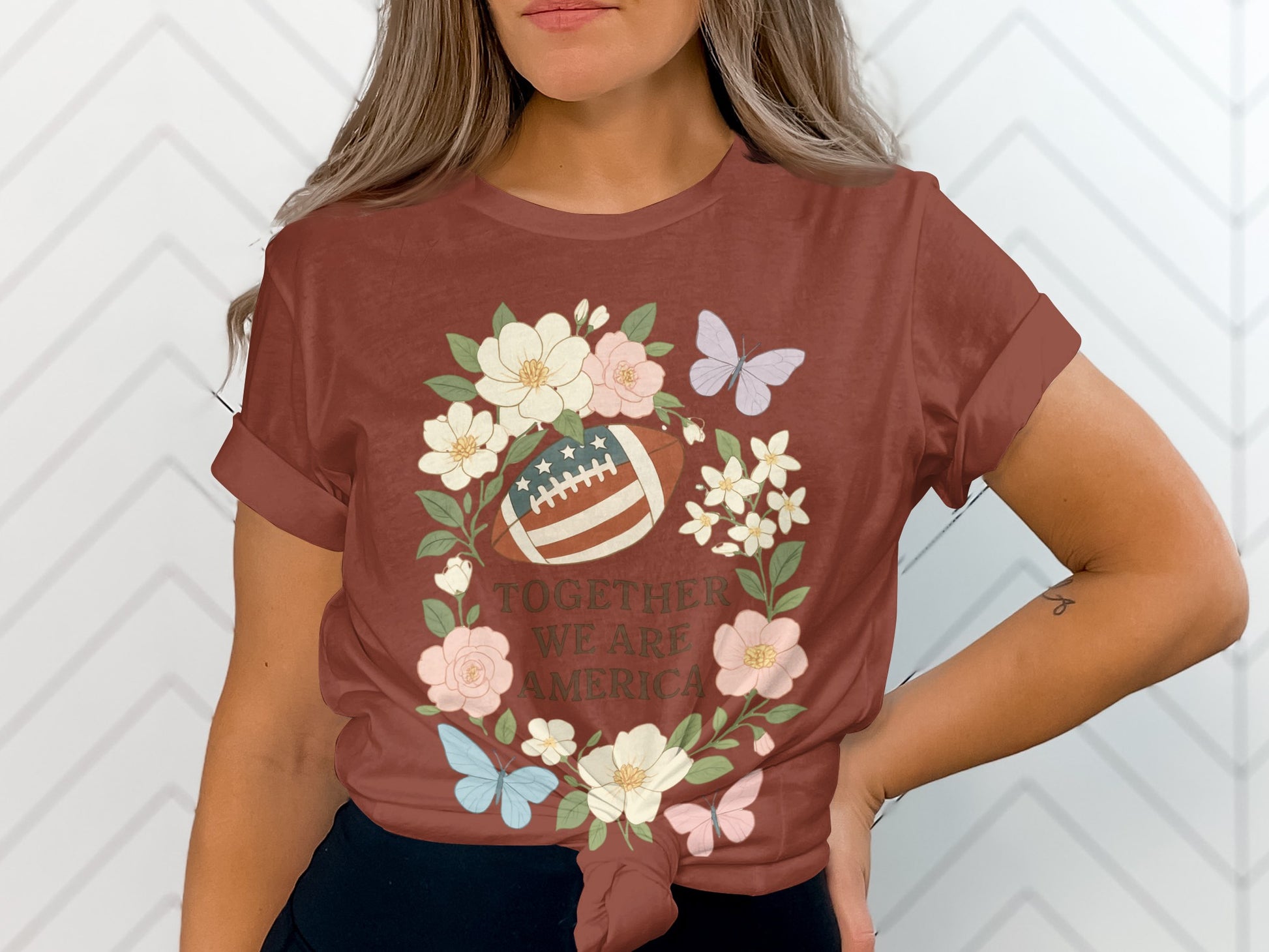 Together We Are America Football Floral Shirt