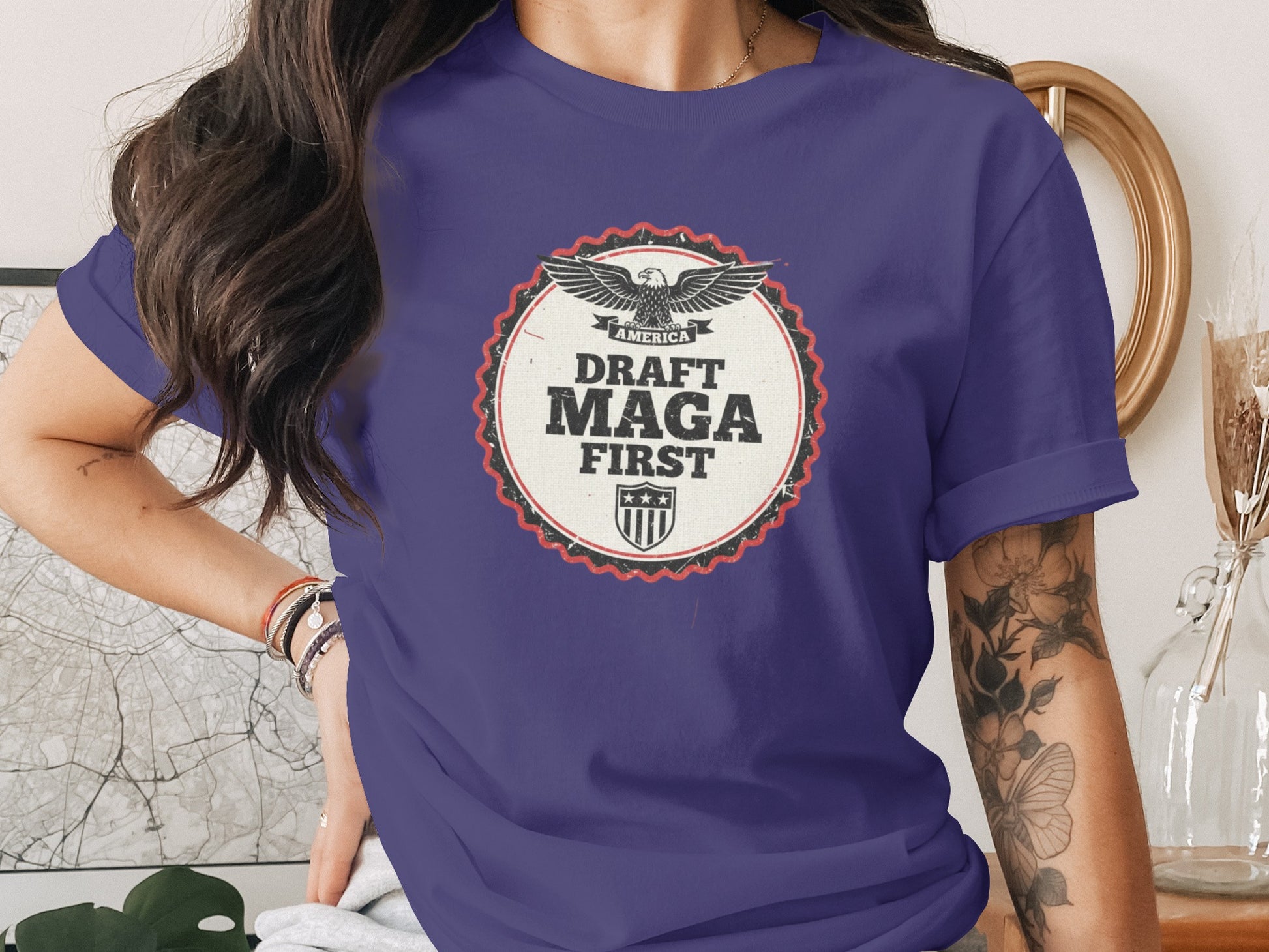 America Draft MAGA First Eagle Shield Graphic Shirt