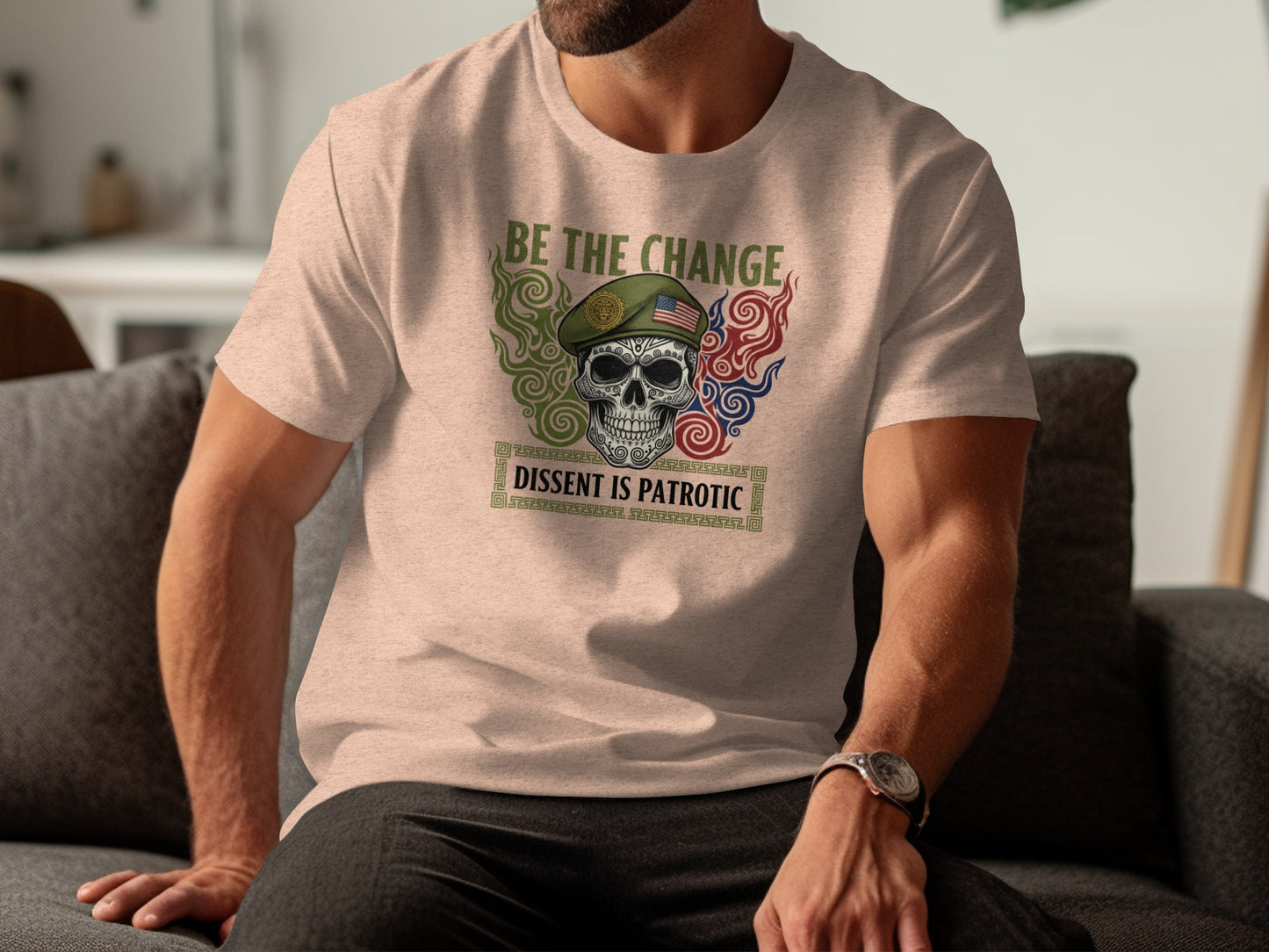Be The Change Dissent is Patriotic Military Skull Shirt