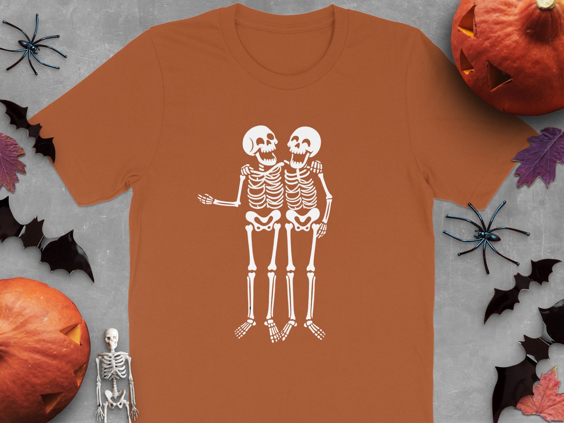 Two Skeletons Halloween T-Shirt Design product type