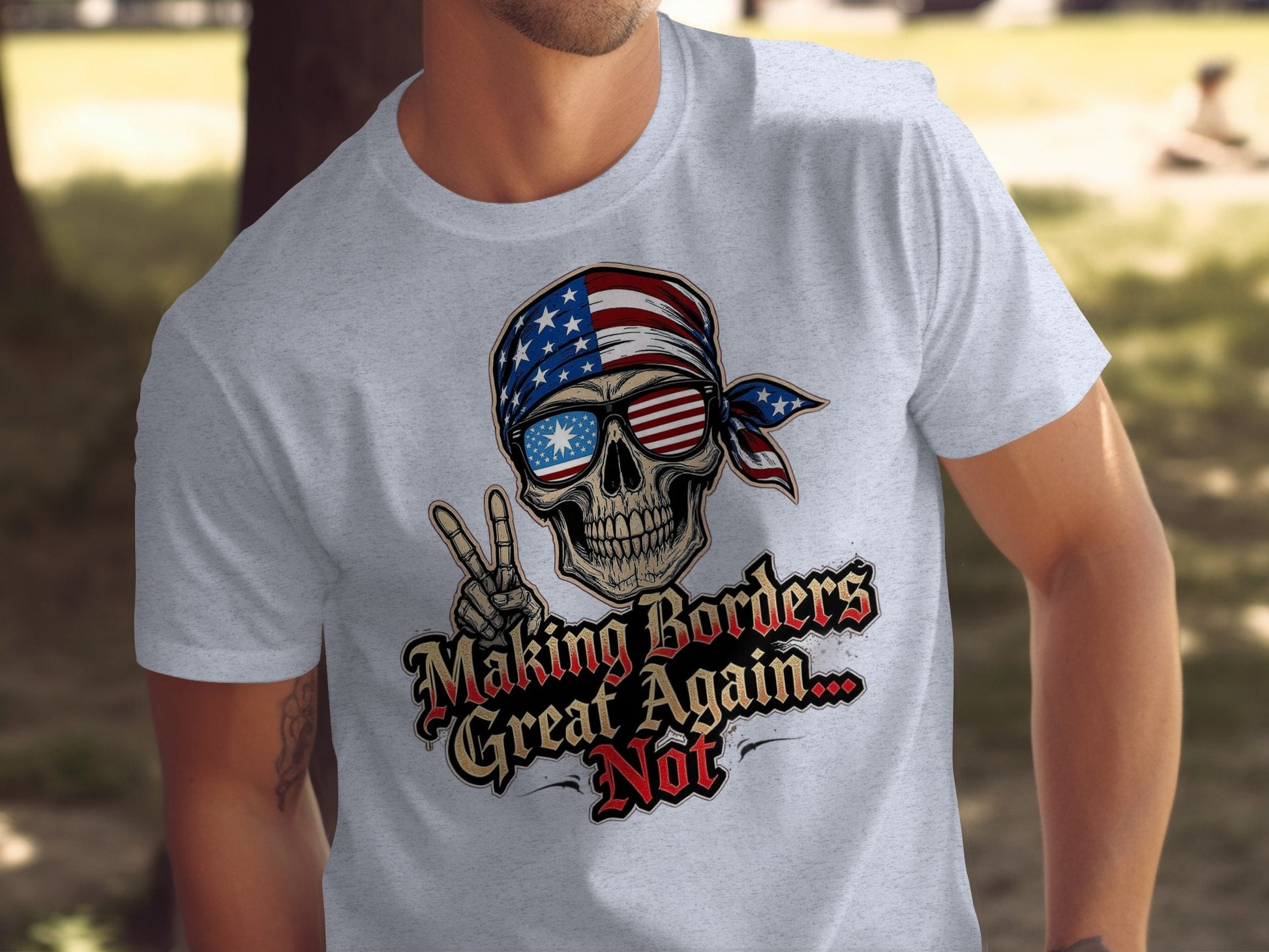 Making Borders Great Again Not Flag Skull Shirt product type