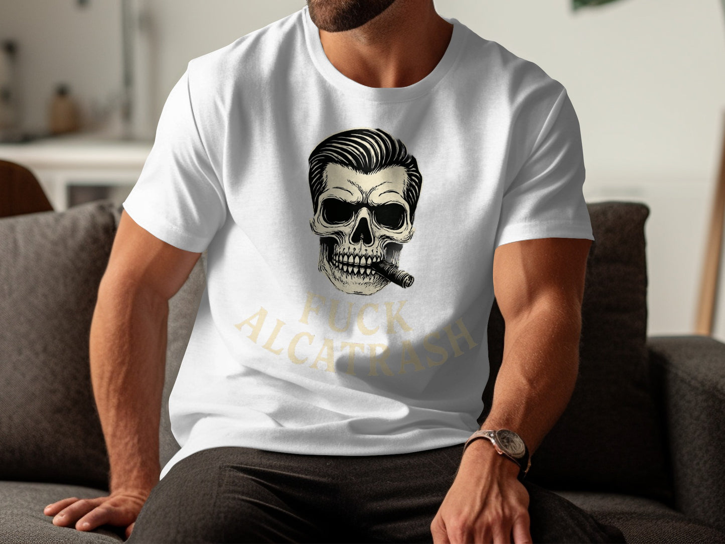 Skull With Cigarette Fuck Alcatrash Graphic T-shirt Product