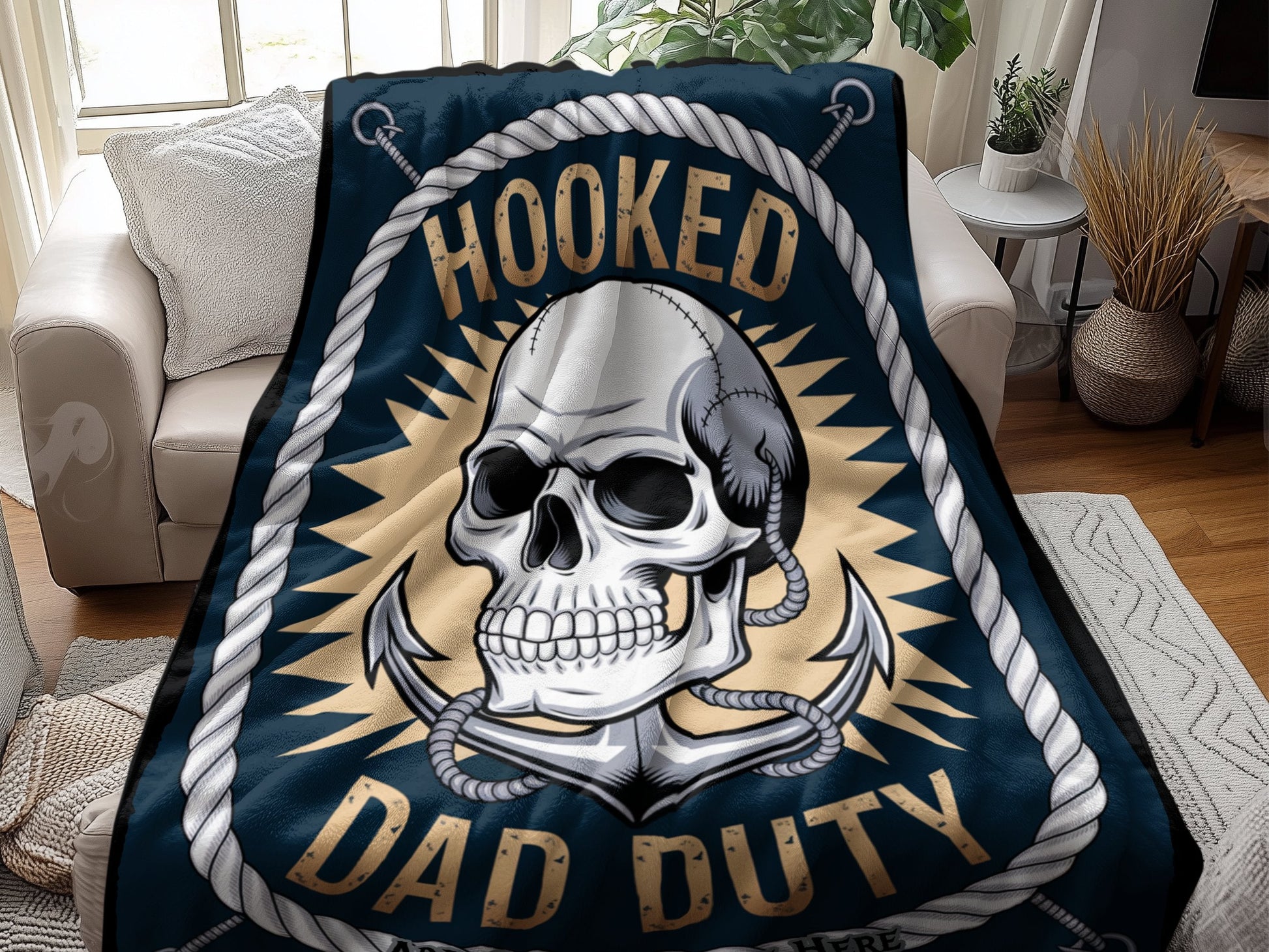 Hooked Dad Duty Skull and Anchor Blanket product type