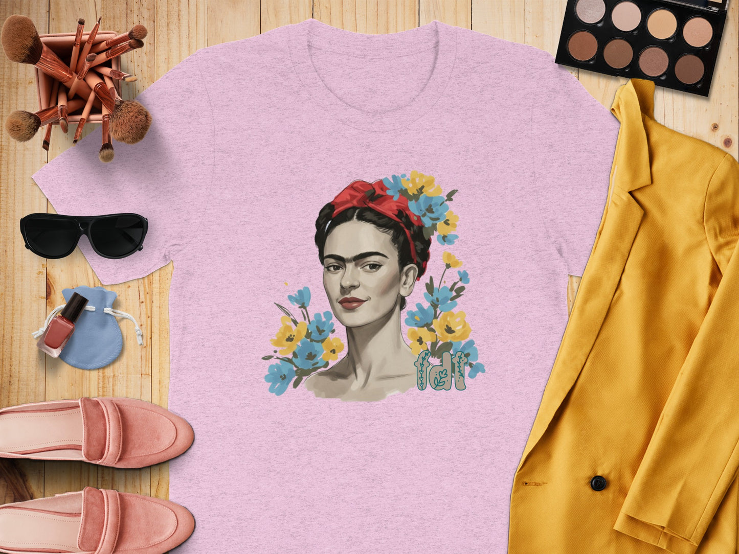 Colorful Floral Frida Kahlo Graphic Tee