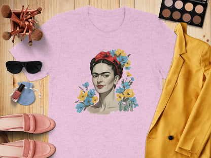 Colorful Floral Frida Kahlo Graphic Tee