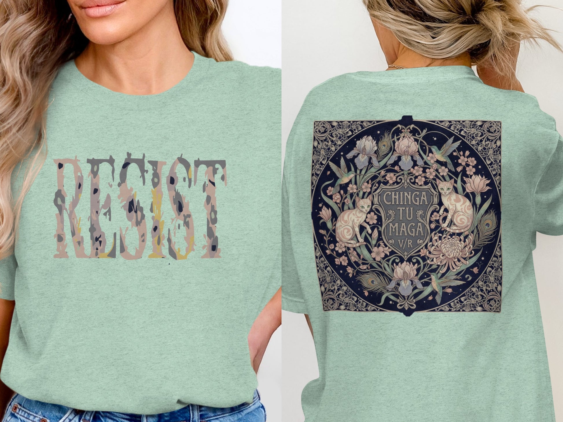 RESIST Floral Design Graphic Tee