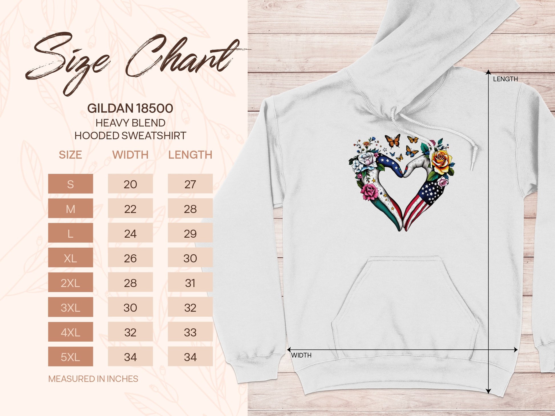 Patriotic Heart and Flowers Hooded Sweatshirt product
