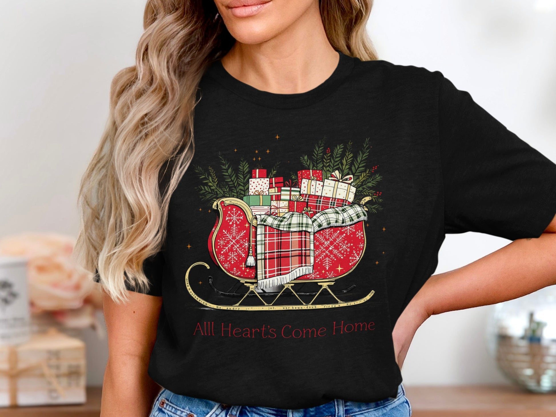 All Hearts Come Home Christmas Sleigh T-shirt