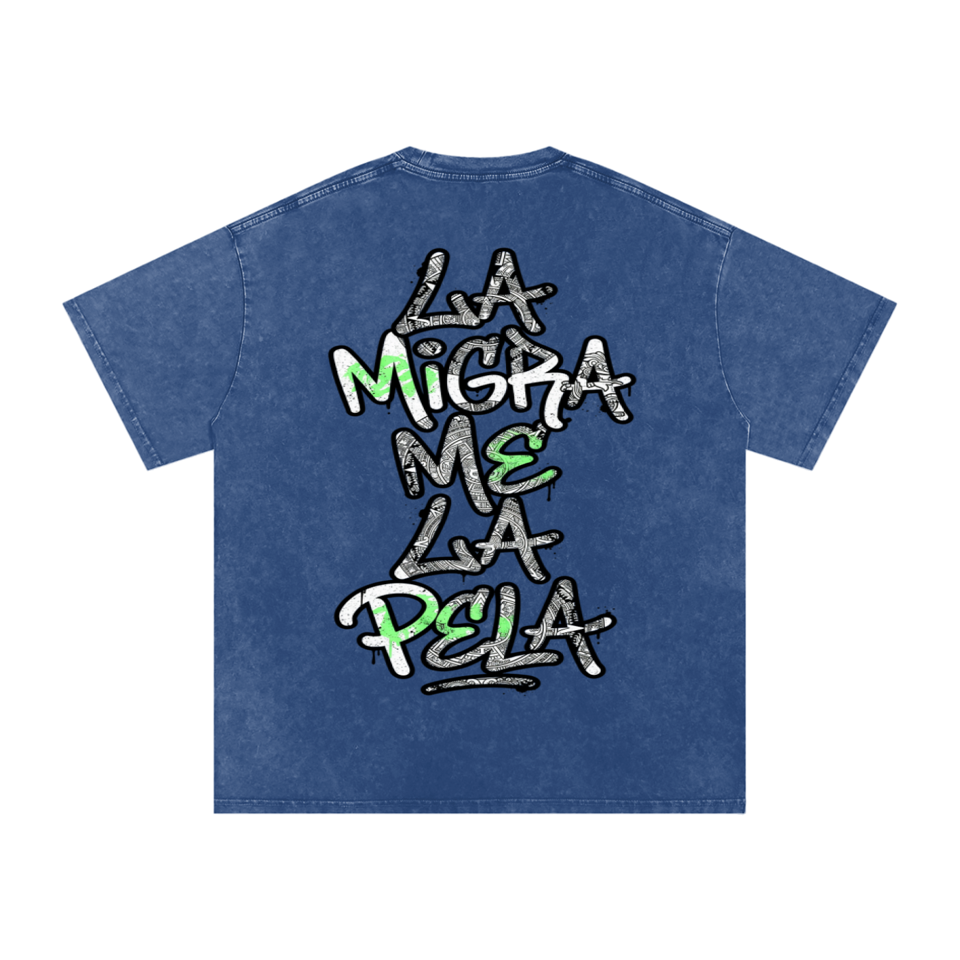 La migra me la pela Snow Washed Oversized Cotton T-Shirt