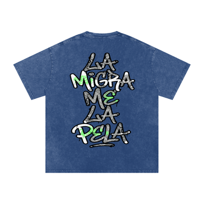 La migra me la pela Snow Washed Oversized Cotton T-Shirt