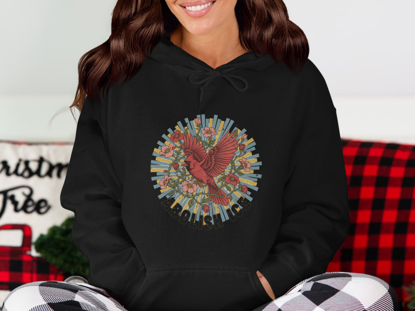 Retro Red Bird and Flowers Hoodie product