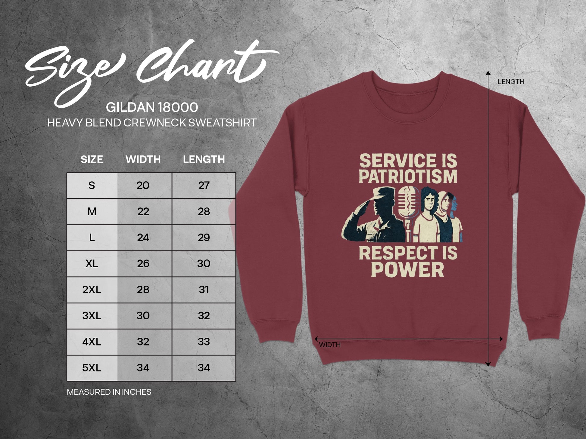 Service is Patriotism Respect is Power Crewneck product type