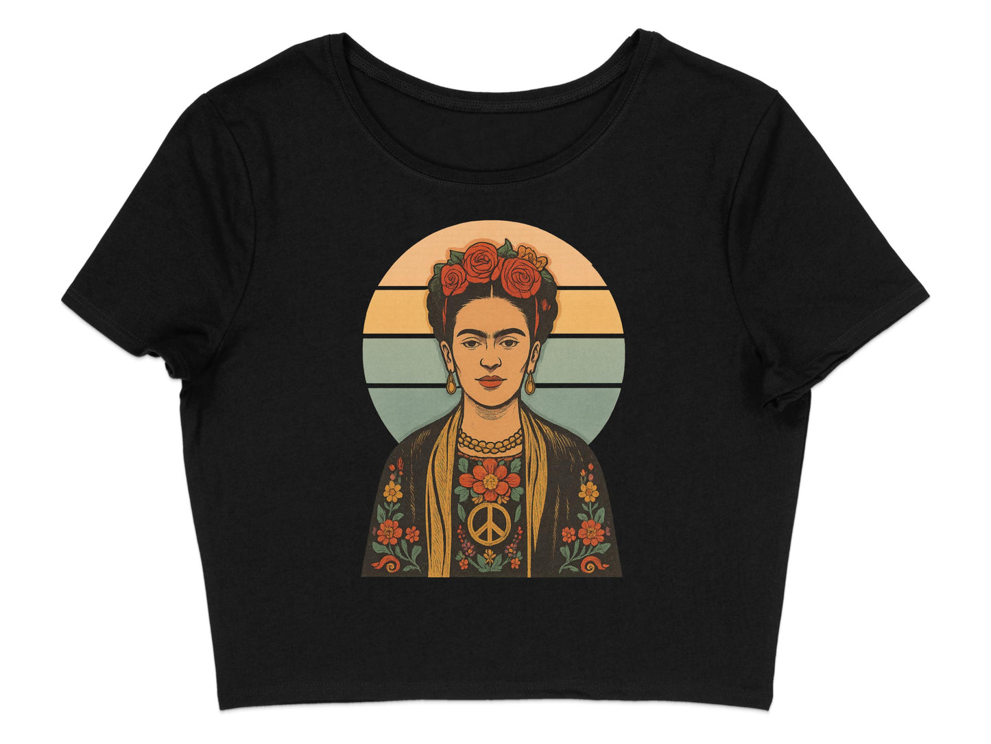 Stylish Frida Kahlo Graphic Crop Top Shirt product type