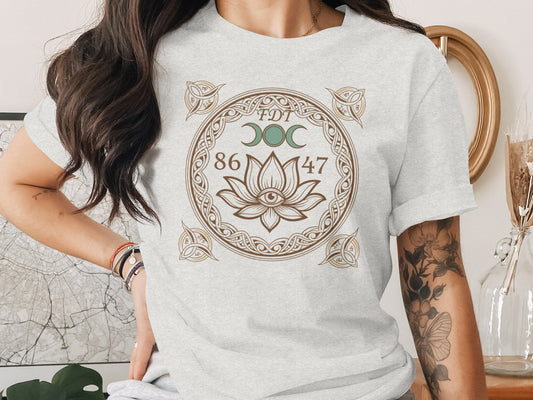 Lotus Flower and Moon Phases Graphic Tee