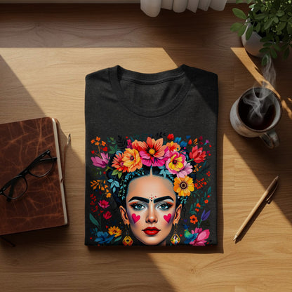 Vibrant Flowers Woman Portrait Artistic Design T-Shirt product type