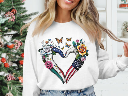 Heart Shaped Hand Design with Flowers Sweatshirt Product