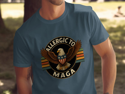 Patriotic Eagle Allergic to MAGA Graphic T-Shirt product
