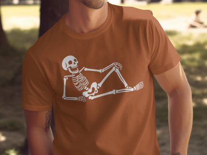 Leaning Skeleton Design on Casual T-Shirt product
