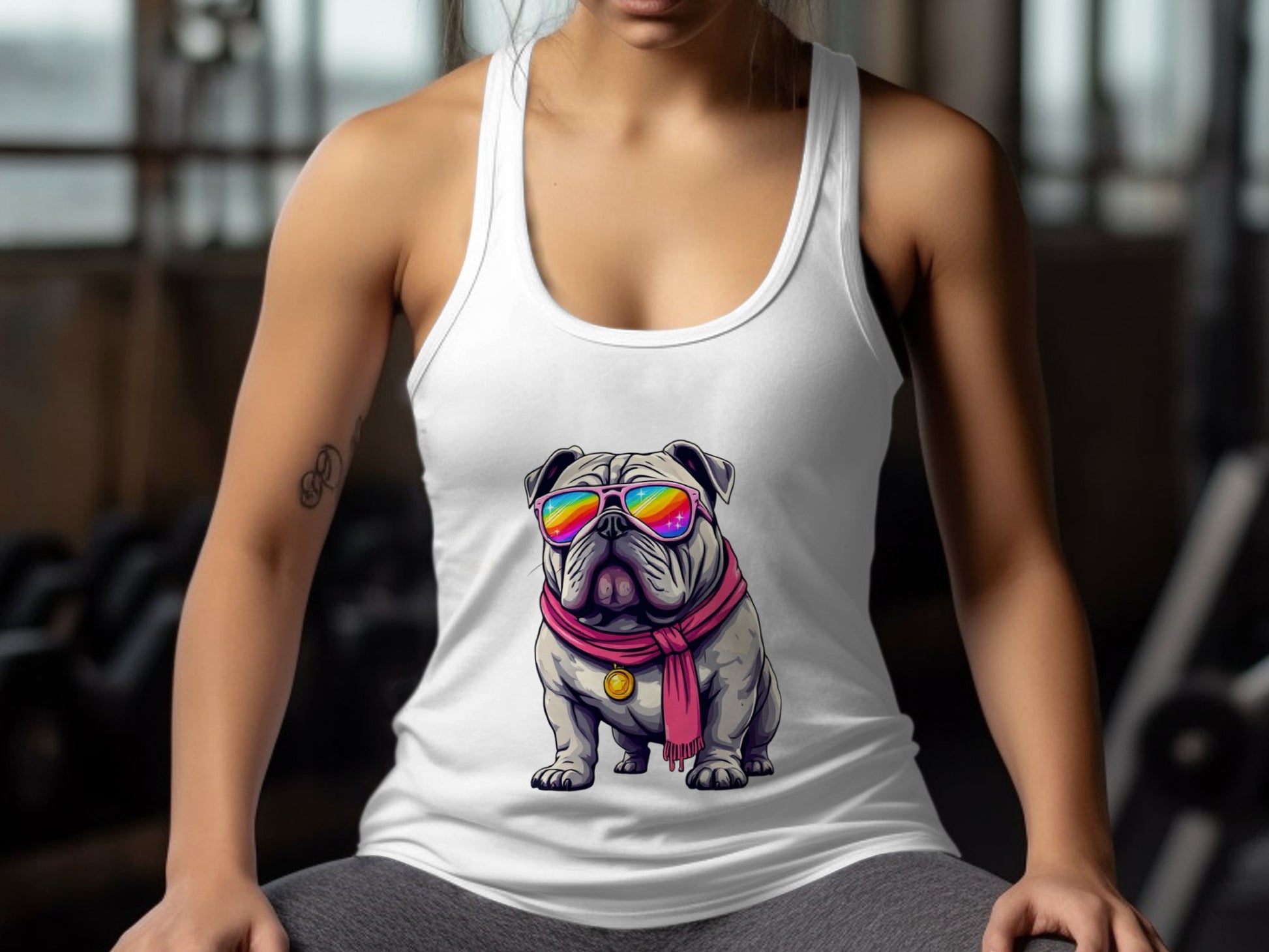 Stylish Bulldog with Sunglasses Tank Top product type