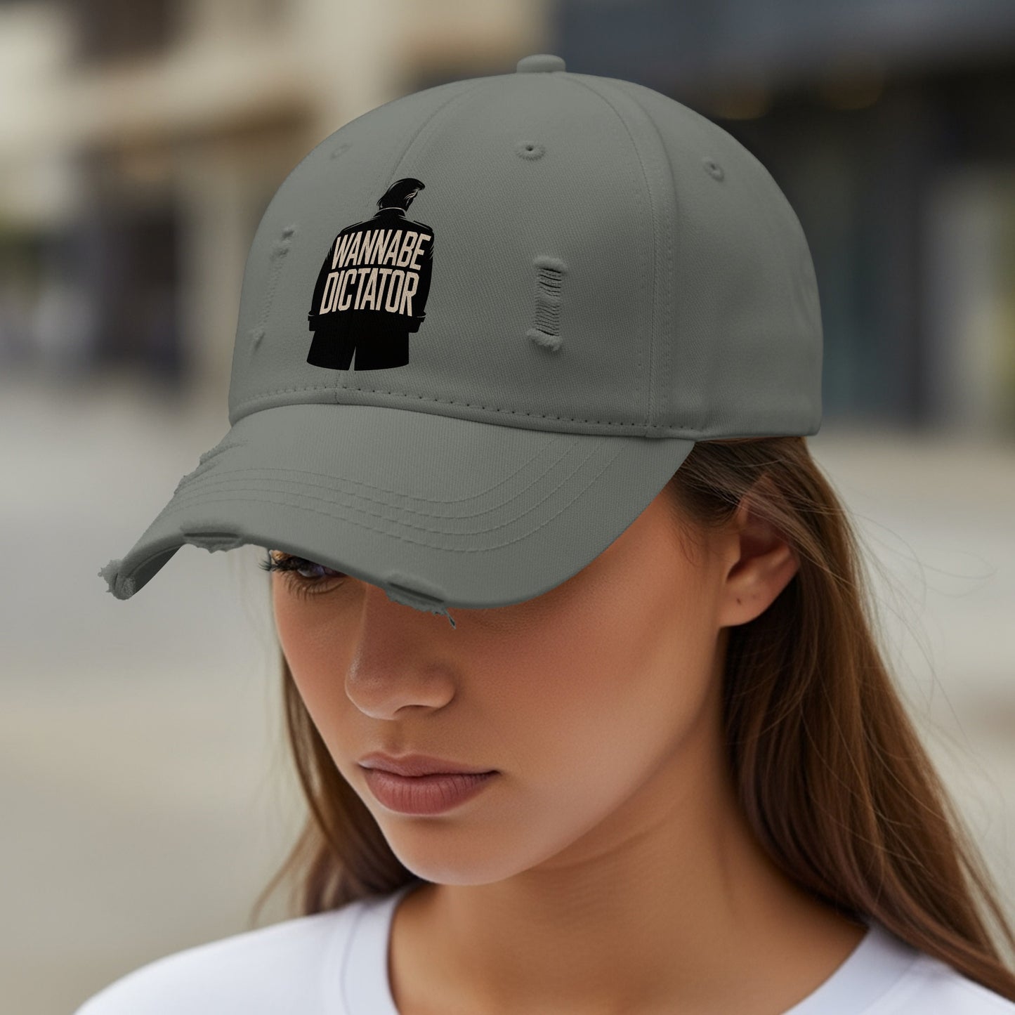 Wannabe Dictator Distressed Gray Baseball Cap product