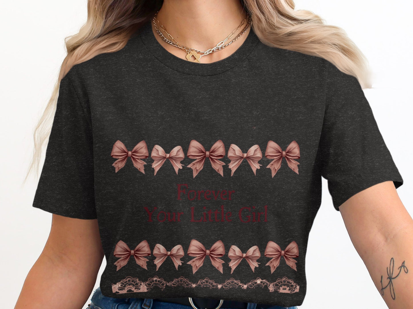 Forever Your Little Girl Bow Decorated Shirt product