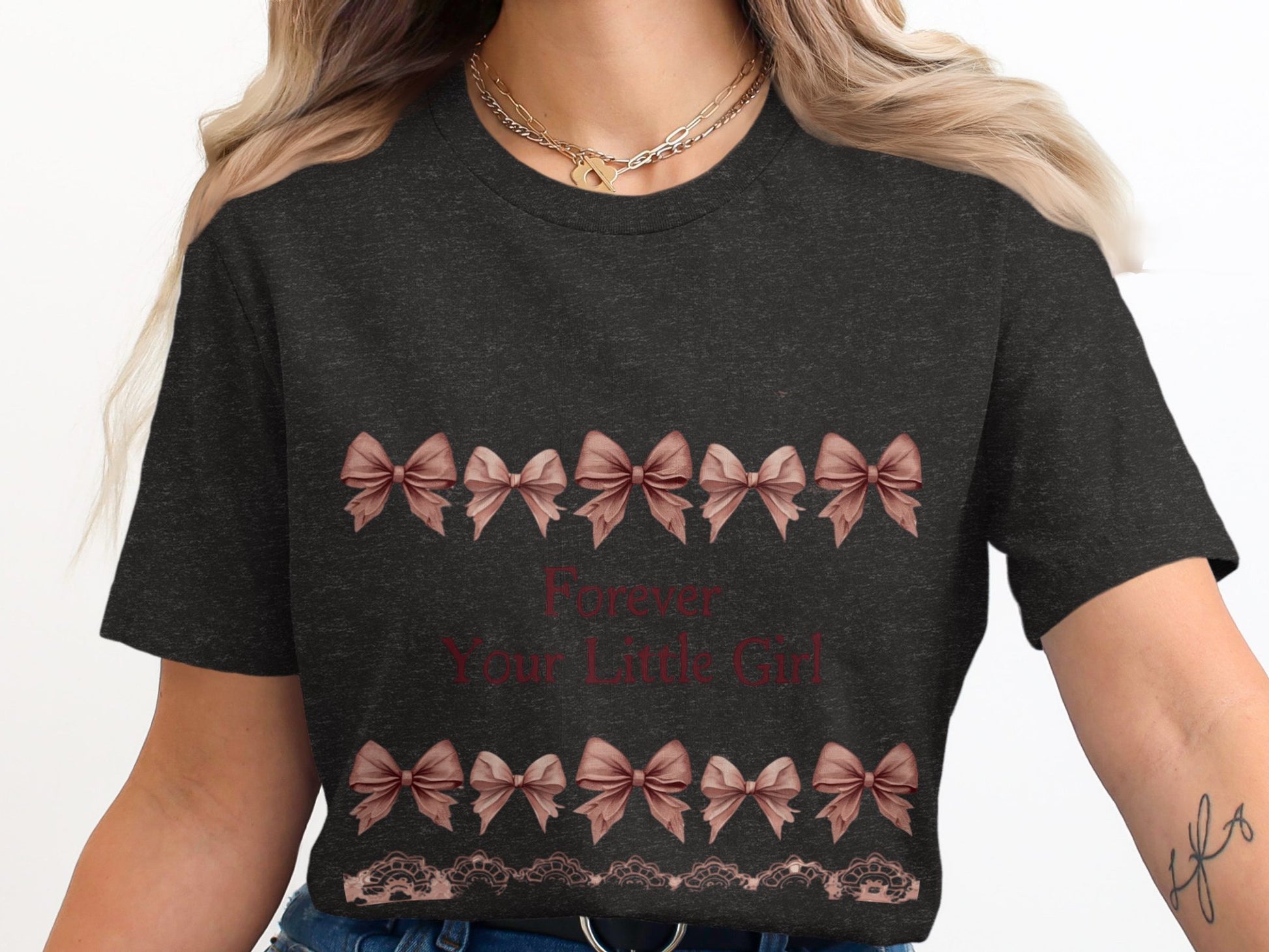 Forever Your Little Girl Bow Decorated Shirt product