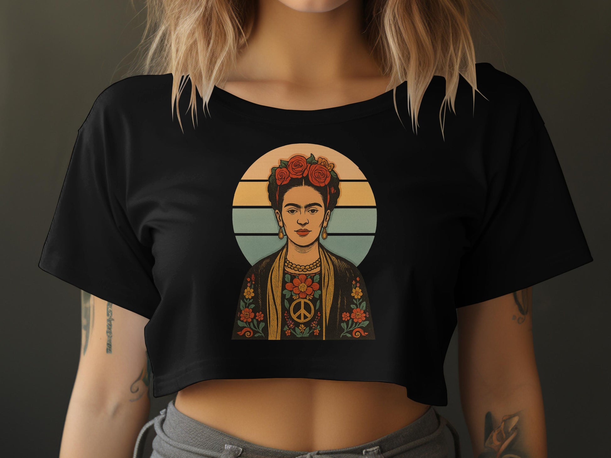 Frida Kahlo Retro Art Style Crop Top product type