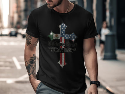 American Flag Cross Design Immigrants Welcome T-Shirt product type