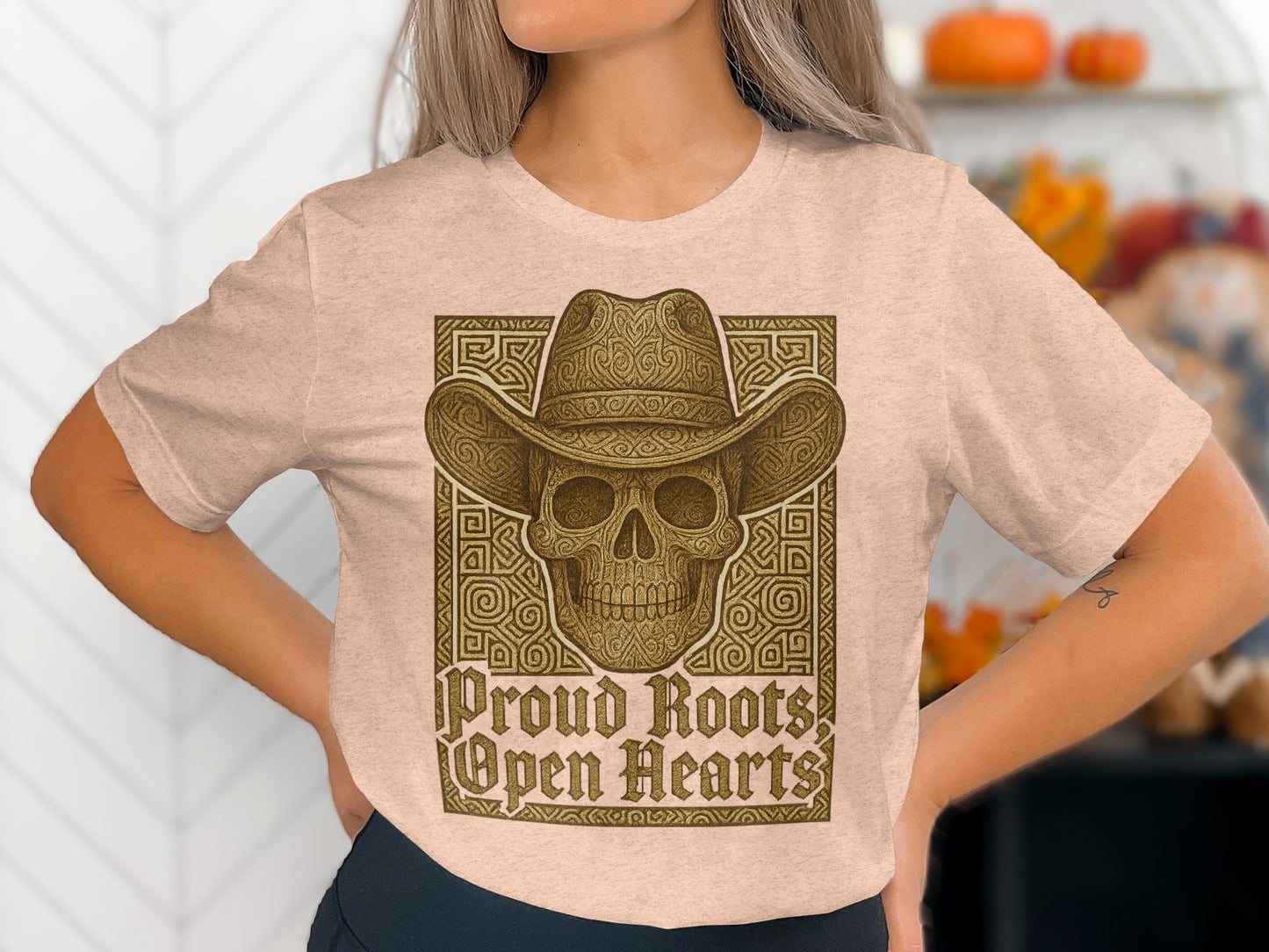 Proud Roots Open Hearts Cowboy Skull Shirt