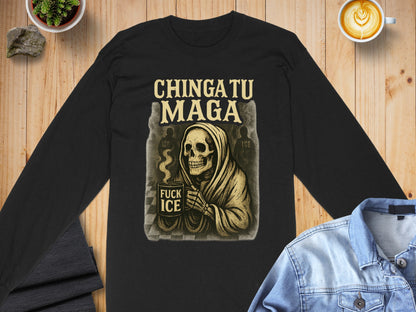 Chingatu Maga Skull Graphic Long Sleeve Shirt