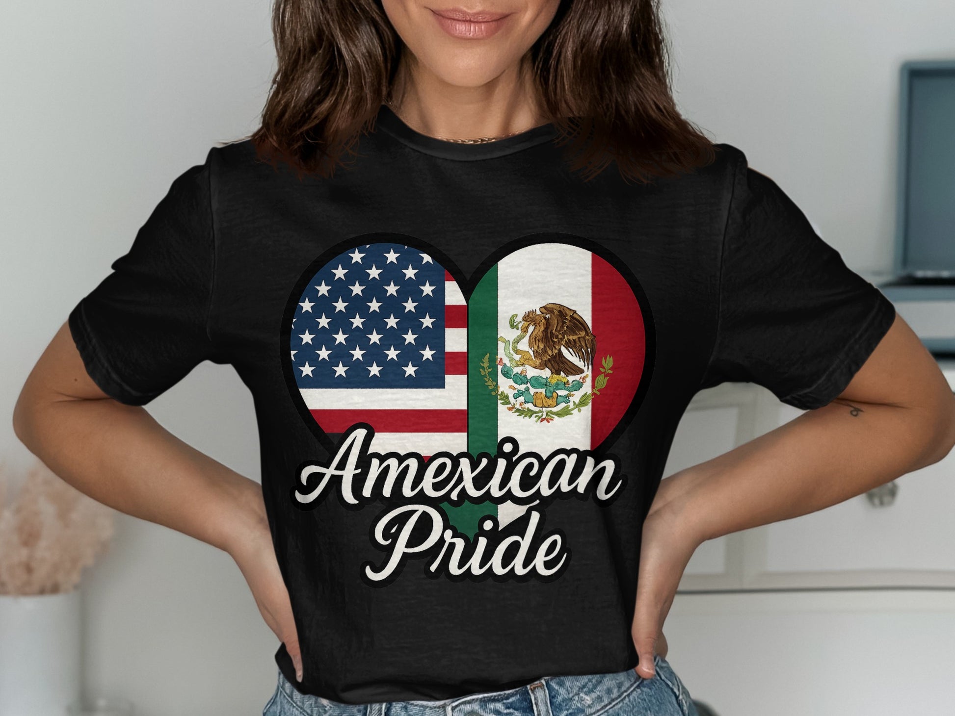 Amexican Pride Heart Flags Design T-Shirt product type