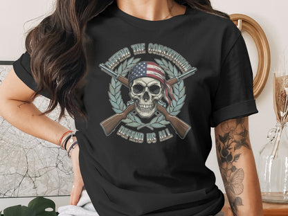 Defend The Constitution American Skull Graphic Shirt