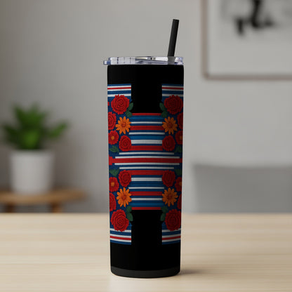 Colorful Floral and Stripe Design Tumbler product
