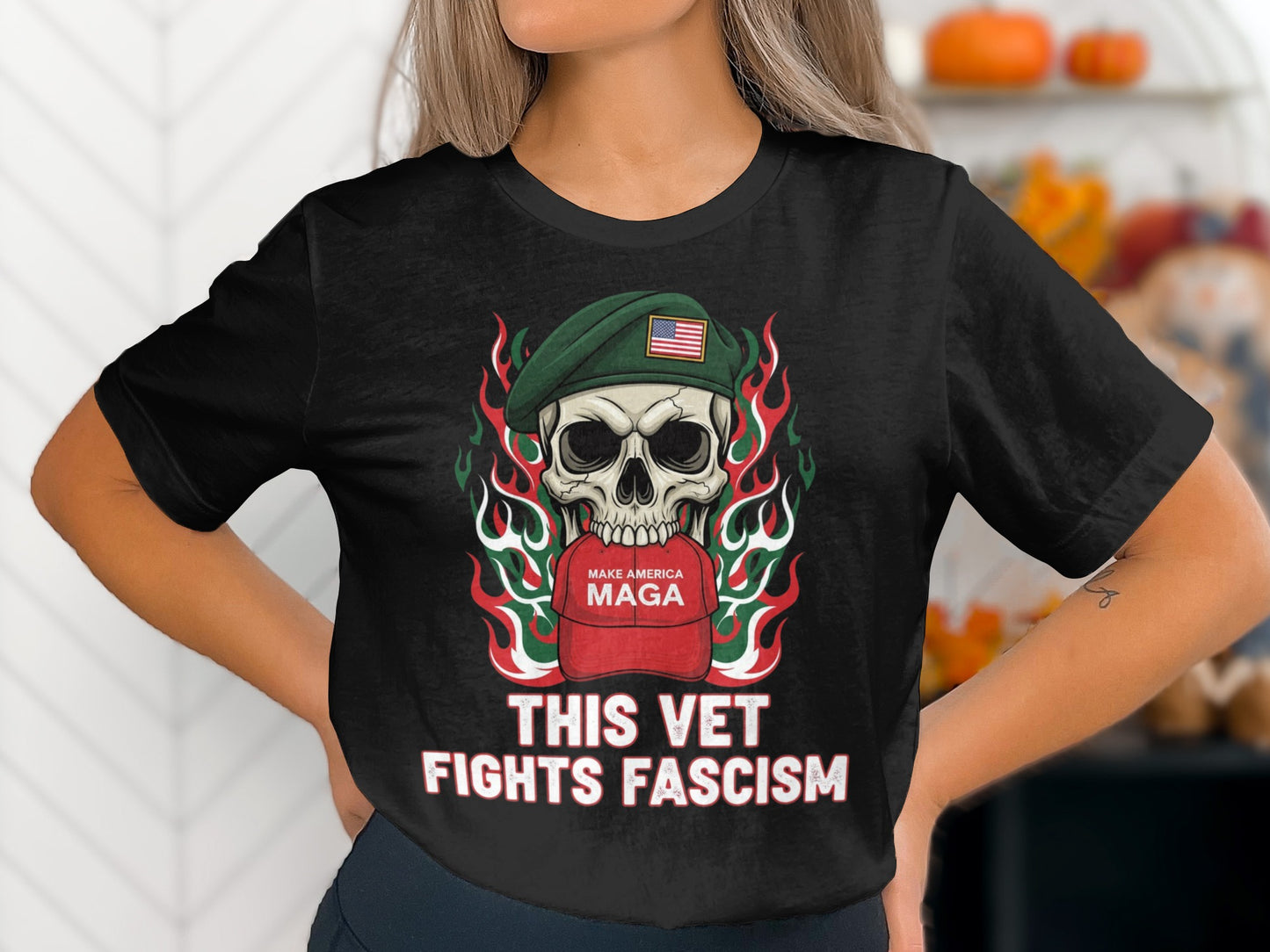 This Vet Fights Fascism Distinctive Graphic Shirt