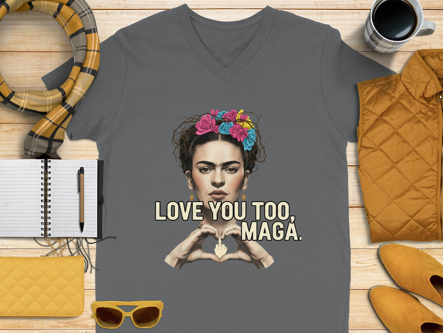 Love You Too Maga Heart Gesture Vneck Shirt