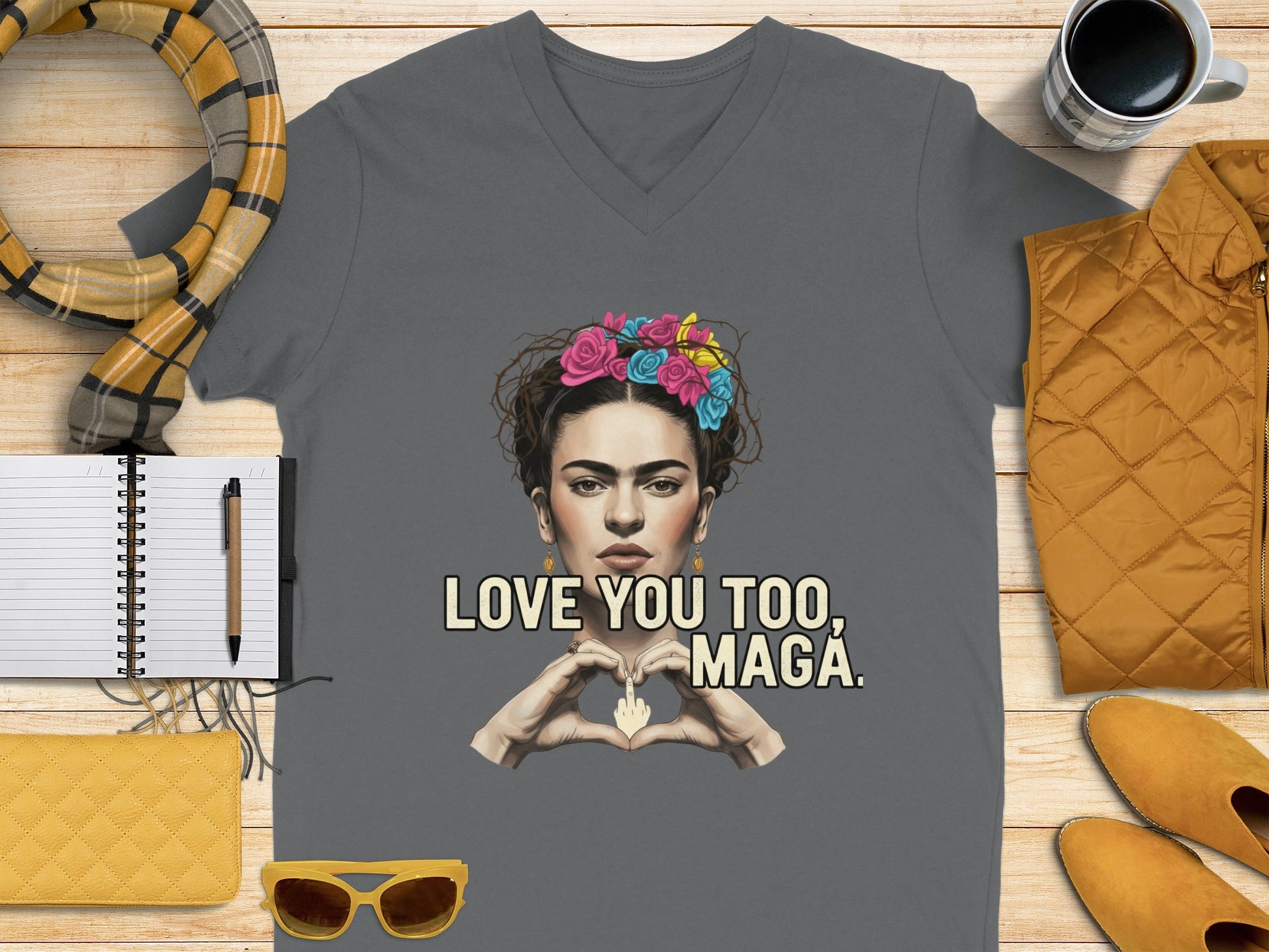 Love You Too Maga Heart Gesture Vneck Shirt