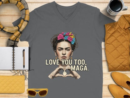 Love You Too Maga Heart Gesture Vneck Shirt