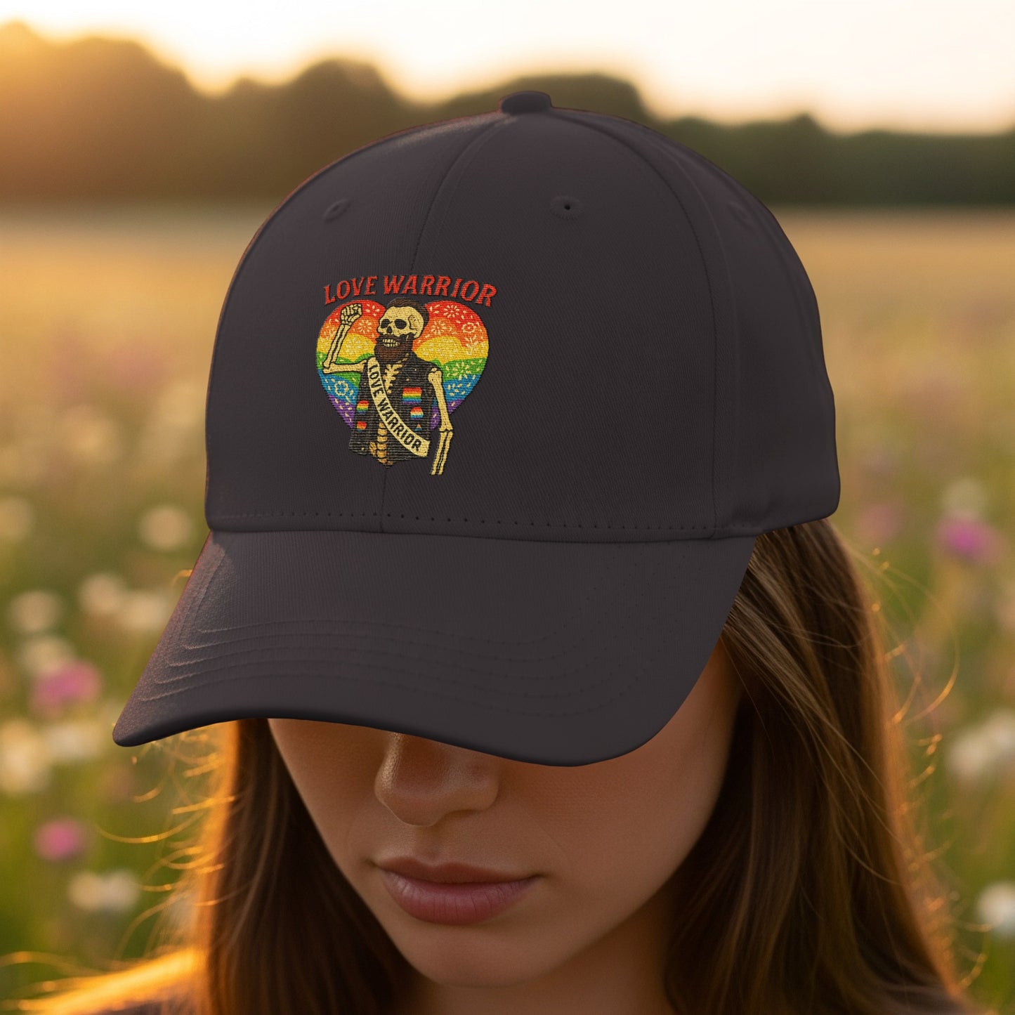 Love Warrior Skull Heart Graphic Baseball Cap product