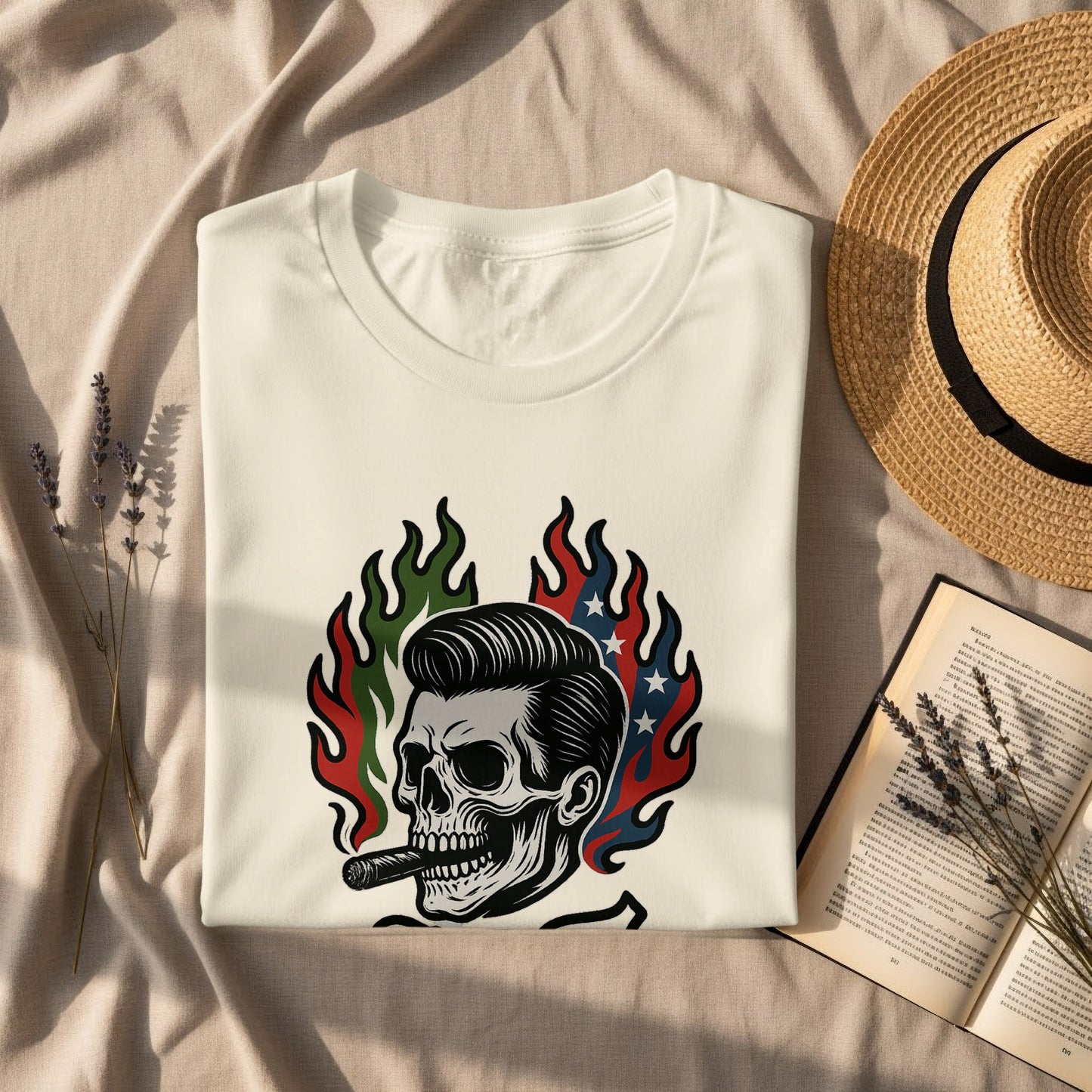 Skull With Flames Graphic Design T-Shirt product