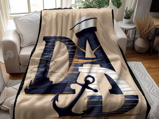 Nautical Anchor and Ship DAD Cozy Blanket product