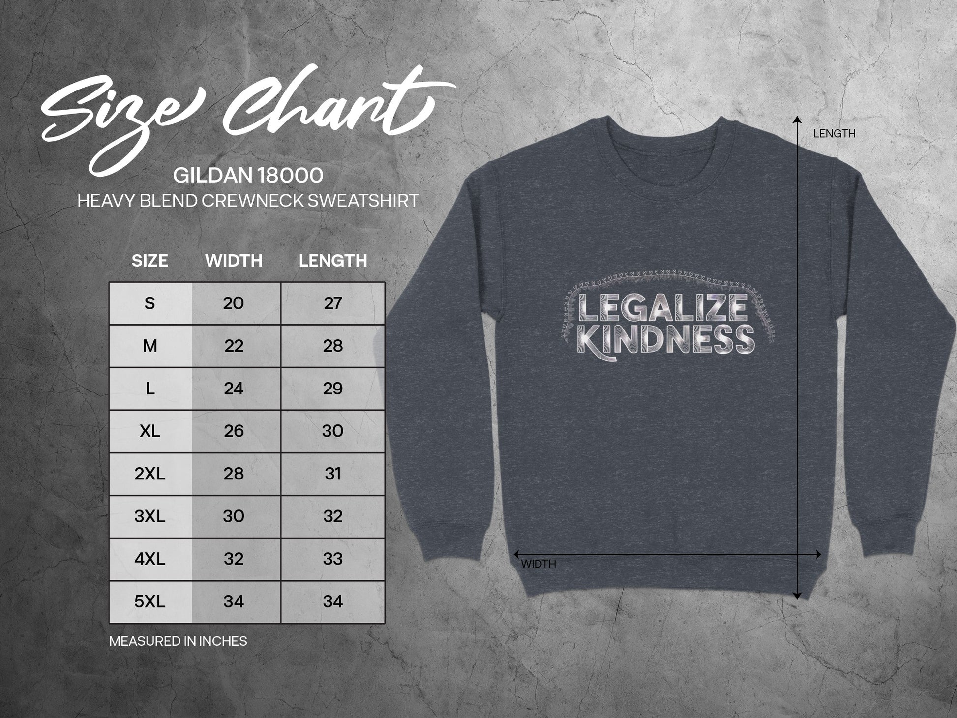 Legalize Kindness Size Chart Crewneck Sweatshirt product