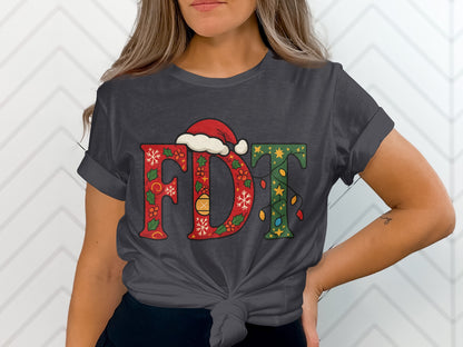 Festive FDT Christmas Santa Hat Graphic Shirt